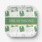 Golfturnier in Aquarellgrün und Gelb Pappteller (Vorderseite)