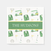 Golfturnier in Aquarellgrün und Gelb Serviette (Vorderseite)