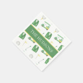 Golfturnier in Aquarellgrün und Gelb Serviette (Ecke)