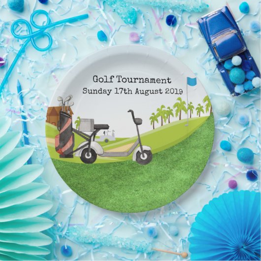 Golfturnier mit Blick auf den Golfplatz Pappteller (Party)