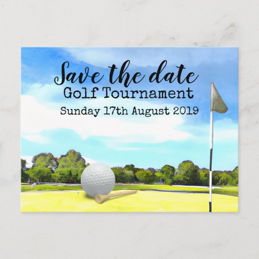 Golfturnier Save the Date Ankündigungspostkarte (Vorderseite)