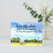 Golfturnier Save the Date Ankündigungspostkarte (Stehend Vorderseite)