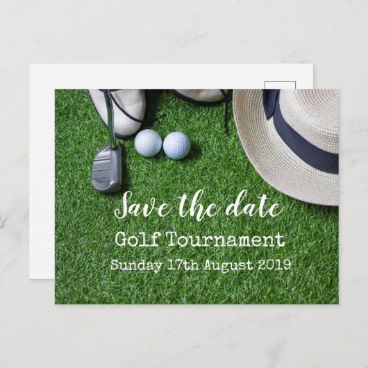 Golfturnier Save the Date Ankündigungspostkarte (Vorne/Hinten)