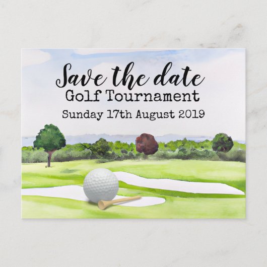 Golfturnier Save the Date Ankündigungspostkarte (Vorderseite)