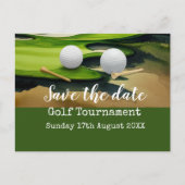 Golfturnier Save the Date auf Grün Ankündigungspostkarte (Vorderseite)
