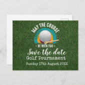Golfturnier Save the Date auf Grün Ankündigungspostkarte (Vorne/Hinten)