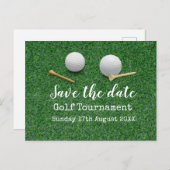 Golfturnier Save the Date auf Grün Ankündigungspostkarte (Vorne/Hinten)