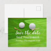 Golfturnier Save the Date auf Grün Ankündigungspostkarte (Vorne/Hinten)