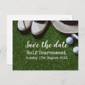 Golfturnier Save the Date auf Grün Ankündigungspostkarte (Vorne/Hinten)