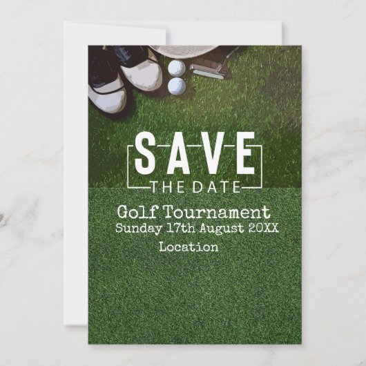 Golfturnier Save the Date auf Grün Einladung (Vorderseite)