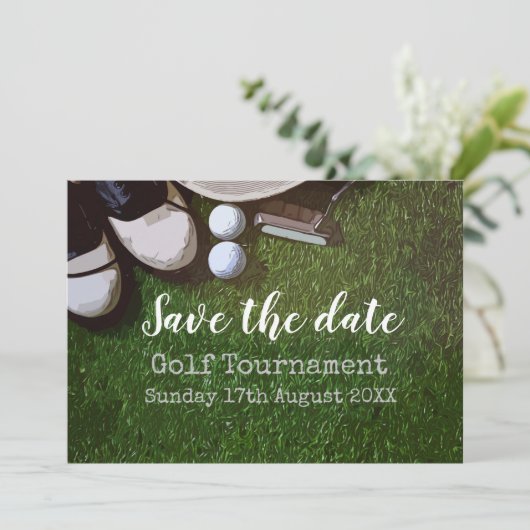 Golfturnier Save the Date auf Grün Einladung (Stehend Vorderseite)