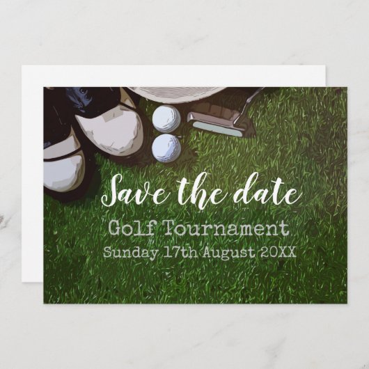 Golfturnier Save the Date auf Grün Einladung (Vorne/Hinten)