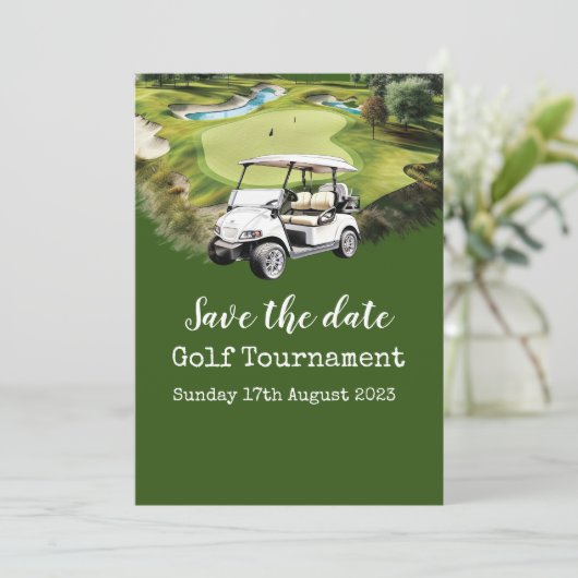 Golfturnier Save the Date Einladung (Stehend Vorderseite)