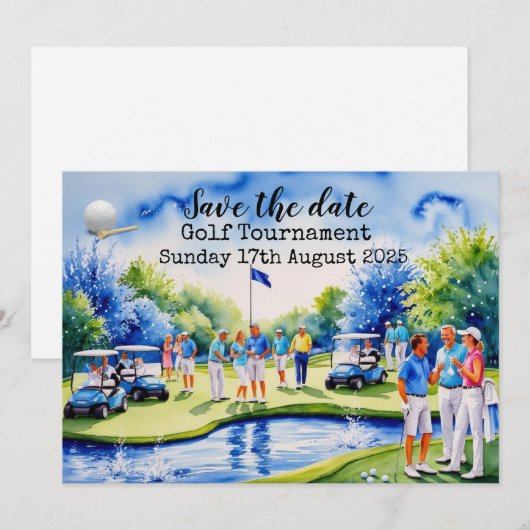 Golfturnier Save the Date Einladung (Vorne/Hinten)