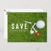 Golfturnier Save the Date Liebe Hochzeit Ankündigungspostkarte (Vorne/Hinten)