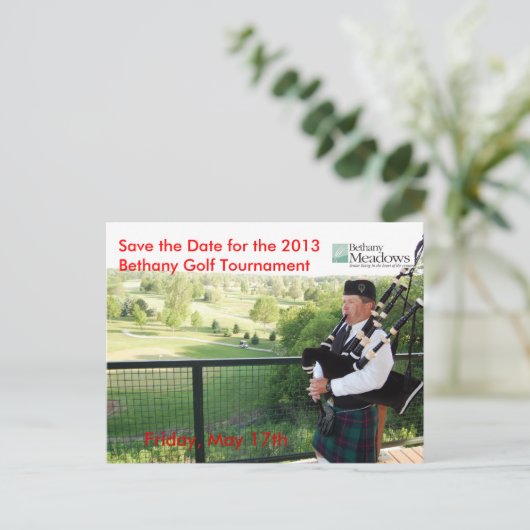 Golfturnier Save the Date Postkarte (Stehend Vorderseite)