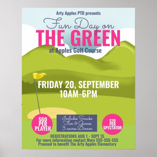 Golfturnier Spenden sammeln Flyer und Plakat (Vorne)