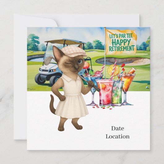 Golfurlaub für Siameser Katzen Einladung (Vorderseite)