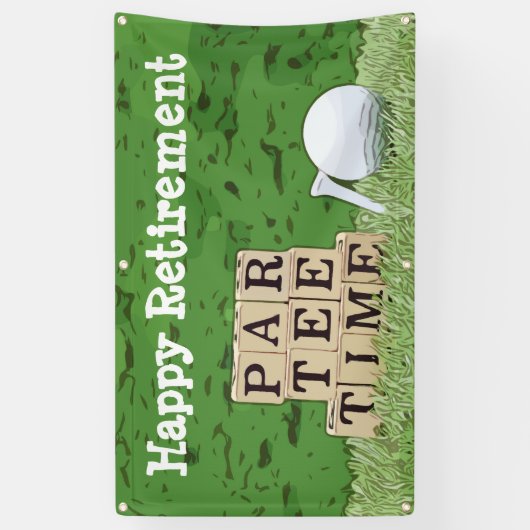 Golfurlaub mit Ball par tee Time on green Banner (Vertikal)