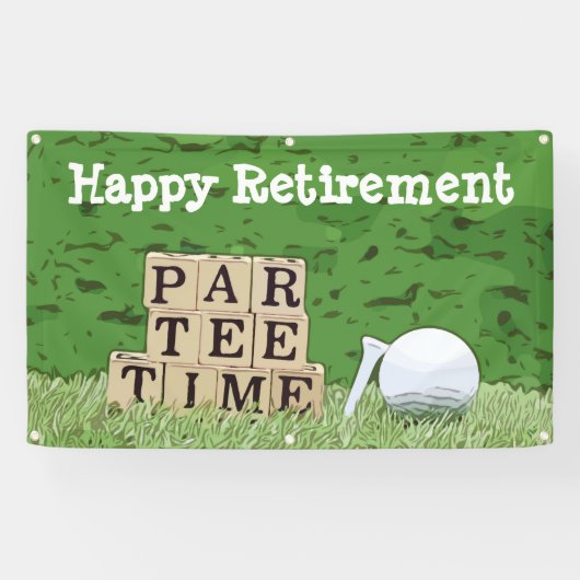 Golfurlaub mit Ball par tee Time on green Banner (Horizontal)