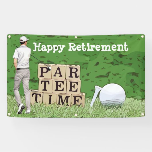 Golfurlaub mit Ball par tee Time on green Banner (Horizontal)