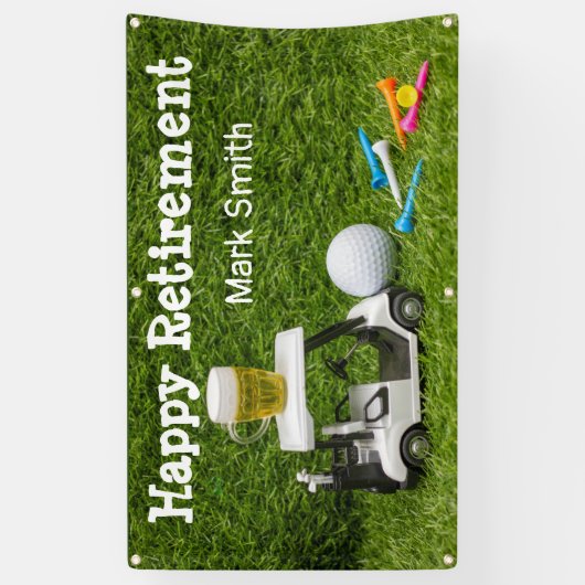 Golfurlaub mit Ball par tee Time on green Banner (Vertikal)