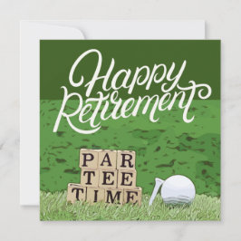 Golfurlaub mit Ball par tee Time on green Karte