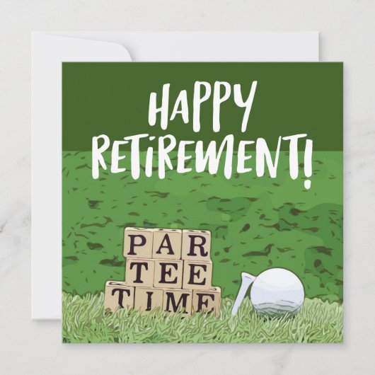 Golfurlaub mit Ball par tee Time on green Karte (Vorderseite)