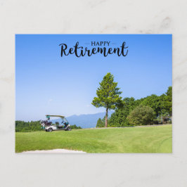 Golfurlaub mit Golfer am blauen Himmel Postkarte