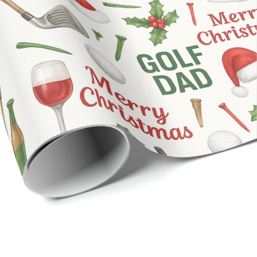 Golfurlaub mit Weineisen und Tee für Golf Vater Geschenkpapier (Rolleneckpunkt)
