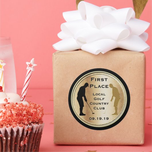 Golfurlaub oder Golfurlaub Save the Date Runder Aufkleber (Party)