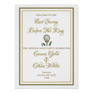 Golfurlaub vor Hochzeiten Party Weekend Aktivität Poster