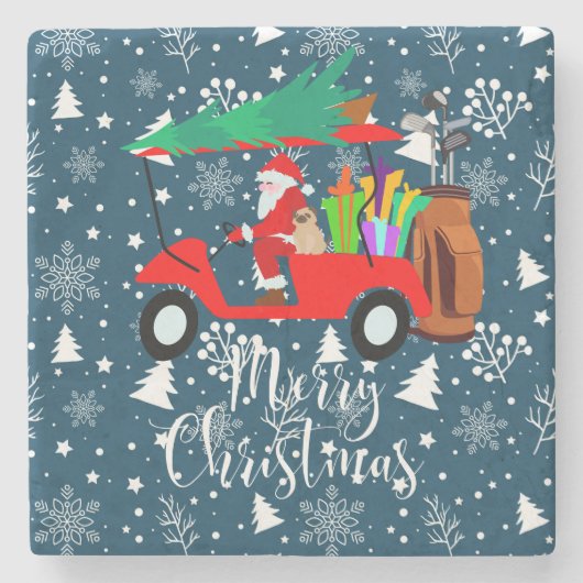 Golfurlaub Weihnachten Reiten Golf Golf Golf Golf Steinuntersetzer (Vorderseite)