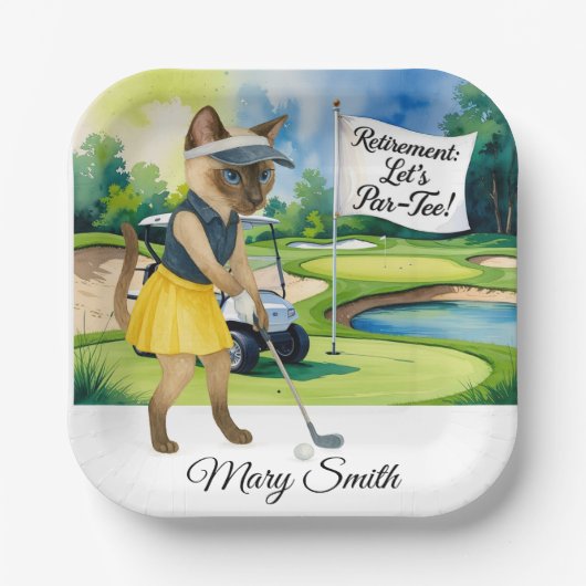 Golfurlaub zum Thema für Siameser Katzen Pappteller (Vorderseite)