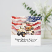 Golfwagen 4. Juli Unabhängigkeitstag Einladung (Stehend Vorderseite)