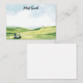 Golfwagen auf dem Platz mit dem Namen für Golfer Mitteilungskarte (Vorne/Hinten)