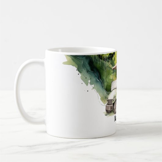 Golfwagen auf Golfplatz Kaffeetasse (Links)