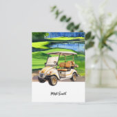 Golfwagen auf Par Personalisation: Golfwagen Postkarte (Stehend Vorderseite)