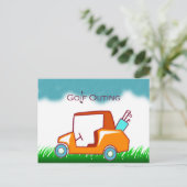 Golfwagen-Ausflug Einladungspostkarte (Stehend Vorderseite)