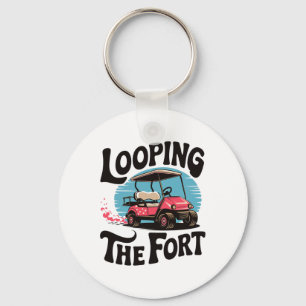 Golfwagen-Camping-Witziger Urlaub mit Looping The Schlüsselanhänger
