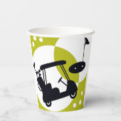 Golfwagen, Clubs & Grüntöne Pappbecher (Rückseite)