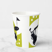 Golfwagen, Clubs & Grüntöne Pappbecher (Links)