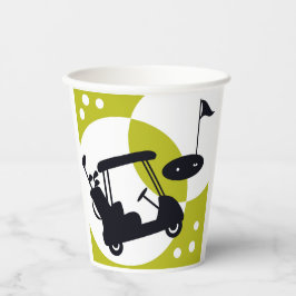 Golfwagen, Clubs & Grüntöne Pappbecher