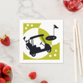 Golfwagen, Clubs & Grüntöne Serviette (Beispiel)