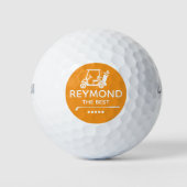 Golfwagen - "DER BESTE" Oranges Markierung  Golfball (Vorderseite)