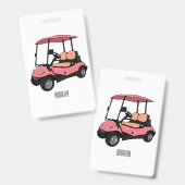 Golfwagen/Golf Buggy Cartoon Abbildung Ausweis (Vorder- & Rückseite)
