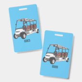 Golfwagen/Golf Buggy Cartoon Abbildung Ausweis (Vorder- & Rückseite)