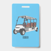 Golfwagen/Golf Buggy Cartoon Abbildung Ausweis (Rückseite)