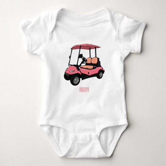 Golfwagen/Golf Buggy Cartoon Abbildung Baby Strampler (Vorderseite)