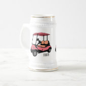 Golfwagen/Golf Buggy Cartoon Abbildung Bierglas (Vorderseite Links)